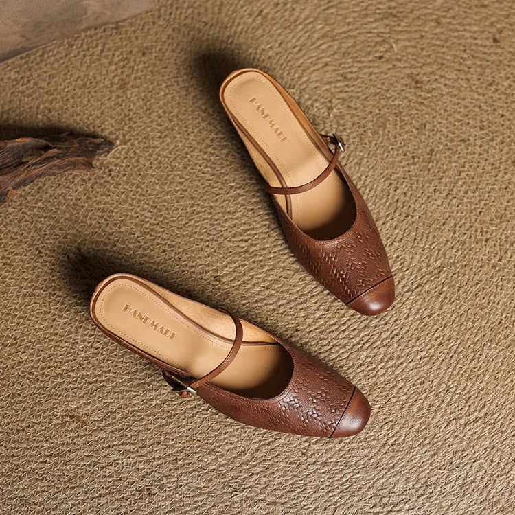 Mules donna eleganti in pelle con cinturino