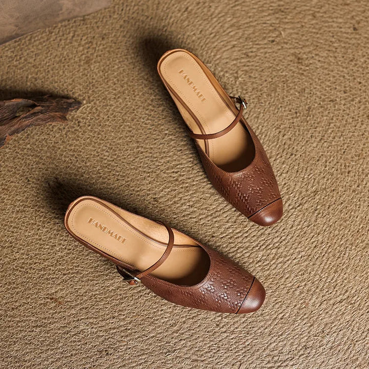 Mules donna eleganti in pelle con cinturino