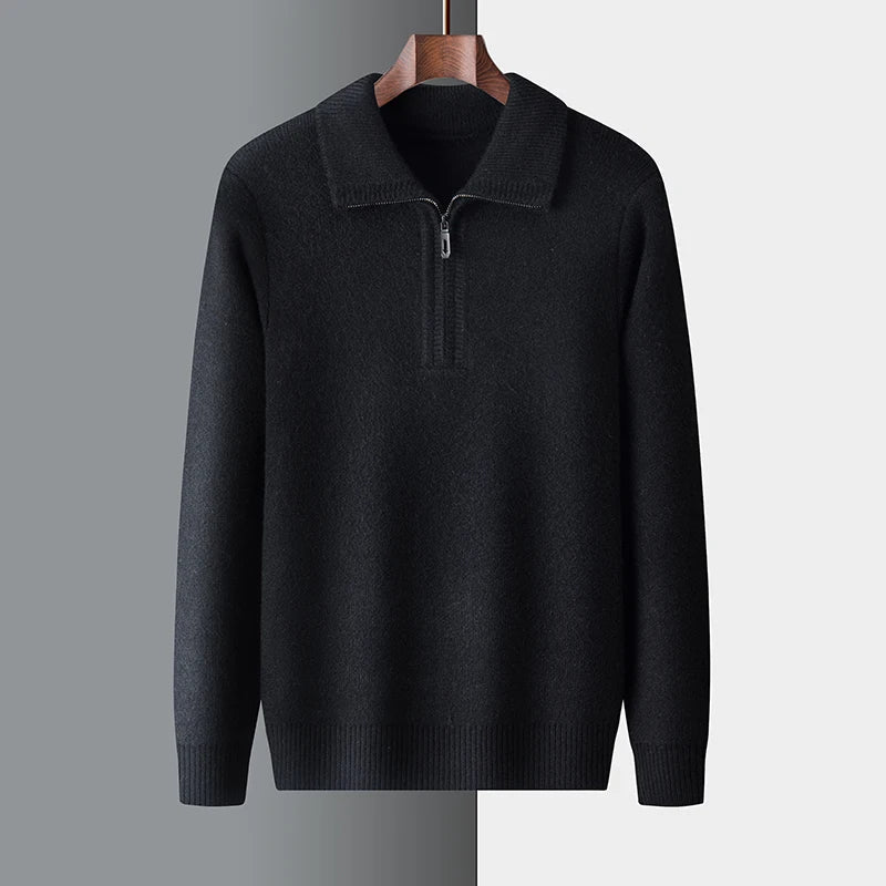 Maglione Uomo Quarter Zip Colletto Alto