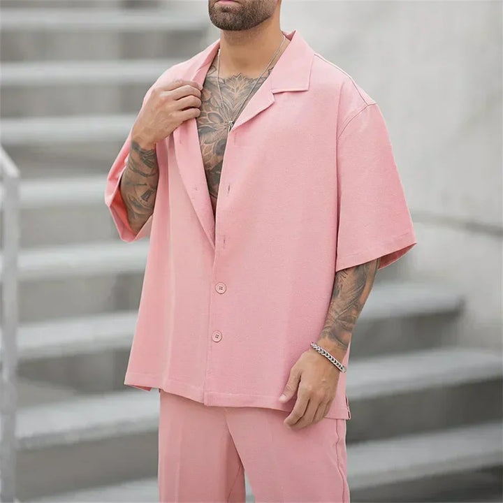Classico Completo Estivo Uomo Camicia Pantaloni Dritti