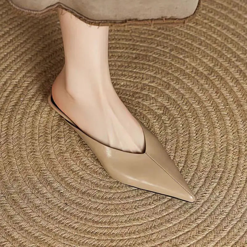 Mules donna eleganti in pelle a punta
