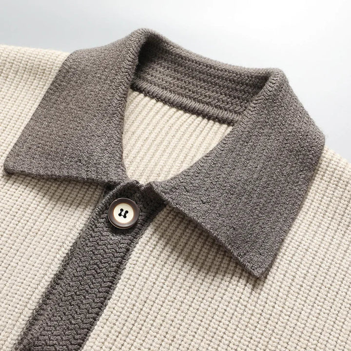 Cardigan Uomo in Maglia Fatto a Mano Bicolore