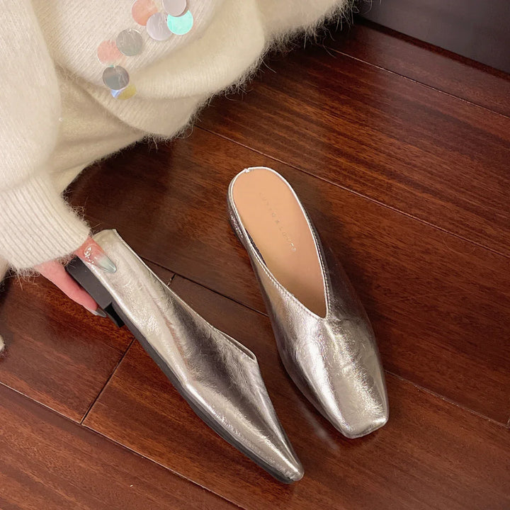 Essenziale Mules Donna Punta Quadrata Pelle Slip-On