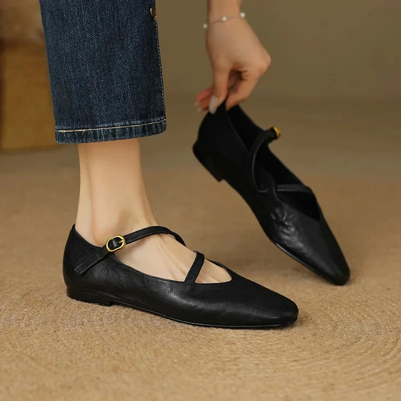 Scarpe Donna Mary Jane Pelle Cinturino Fibbia