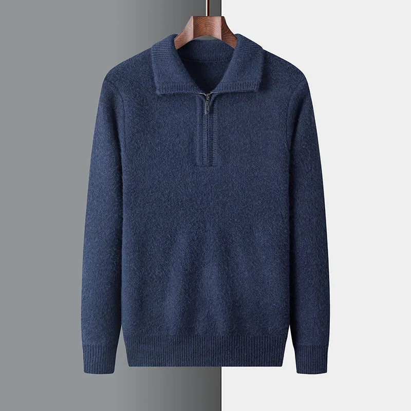 Maglione Uomo Quarter Zip Colletto Alto