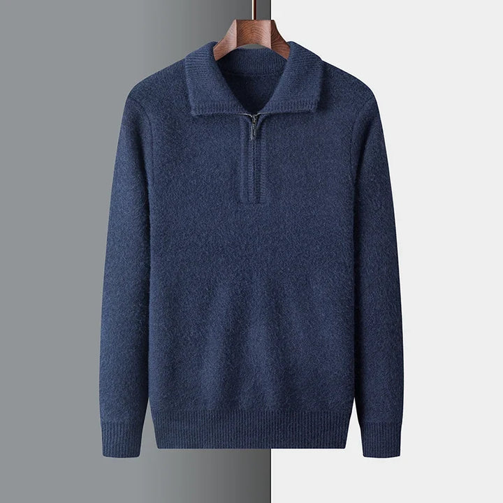 Maglione Uomo Quarter Zip Colletto Alto