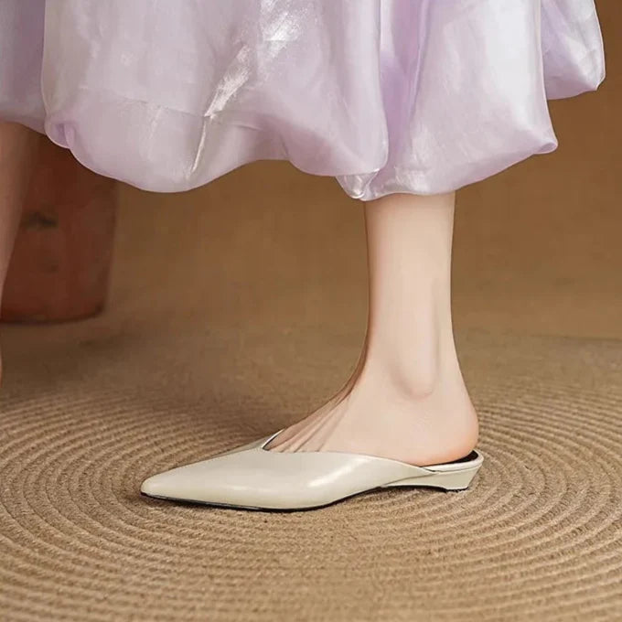 Mules donna eleganti in pelle a punta