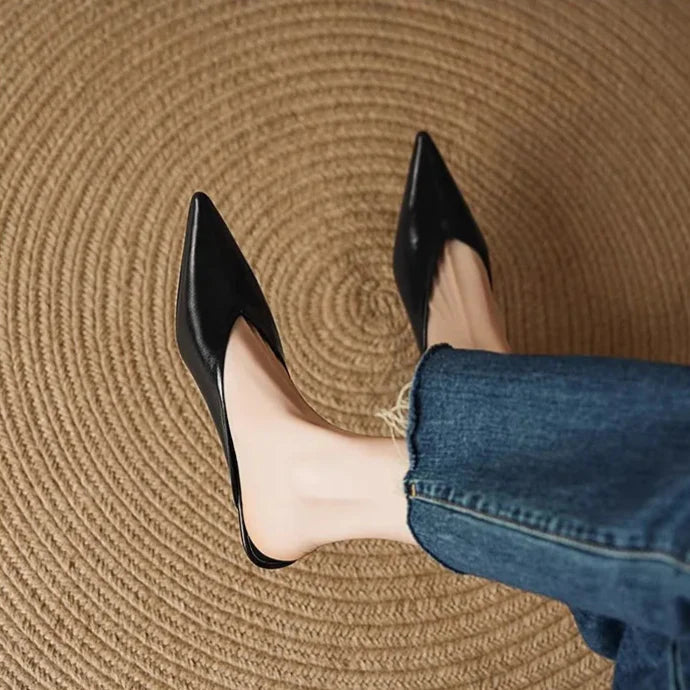 Mules donna eleganti in pelle a punta