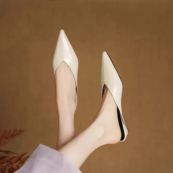 Mules donna eleganti in pelle a punta