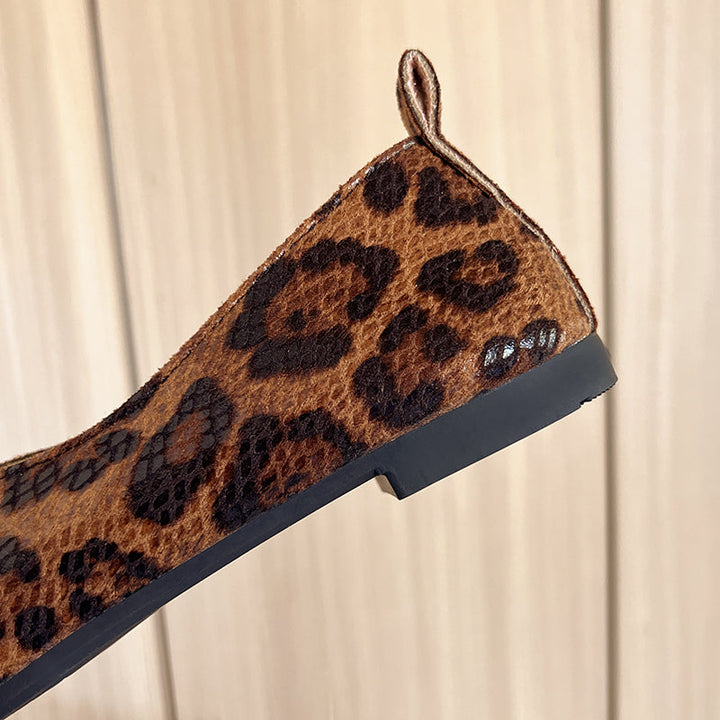 Grintose Ballerine Donna Pelle Vegana Animalier Scollo Basso