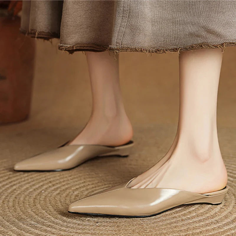 Mules donna eleganti in pelle a punta