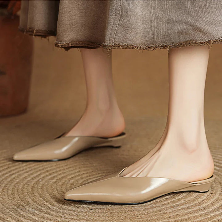 Mules donna eleganti in pelle a punta