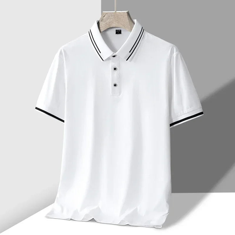T shirt polo lussuosa uomo contrasto