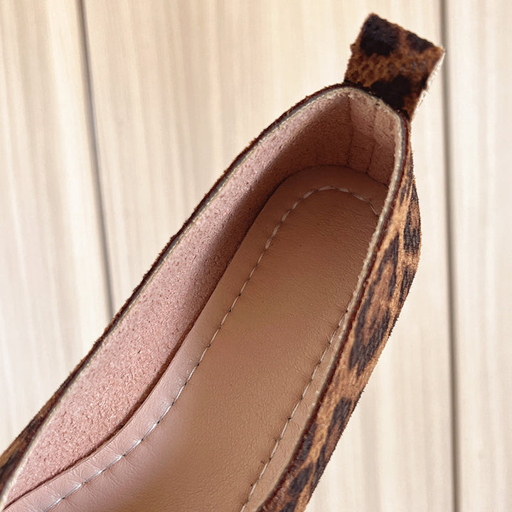 Grintose Ballerine Donna Pelle Vegana Animalier Scollo Basso