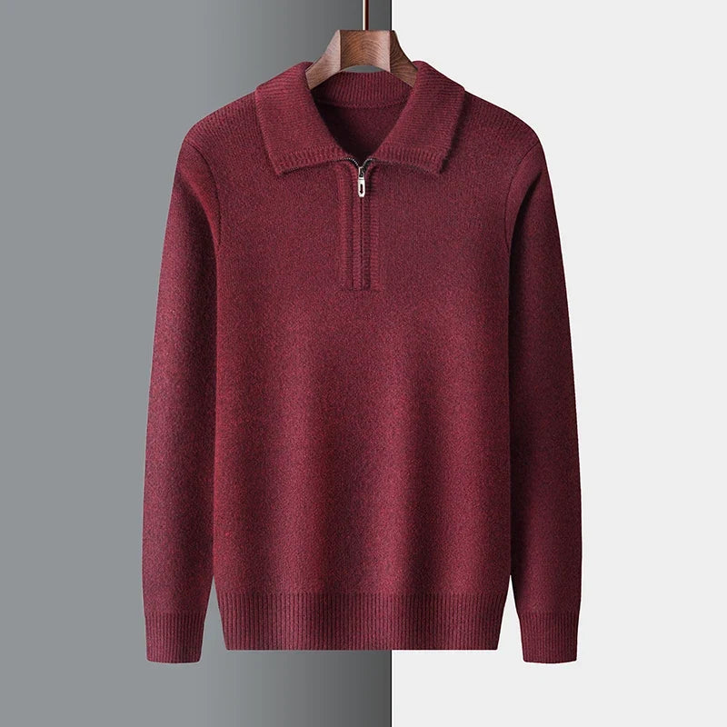 Maglione Uomo Quarter Zip Colletto Alto