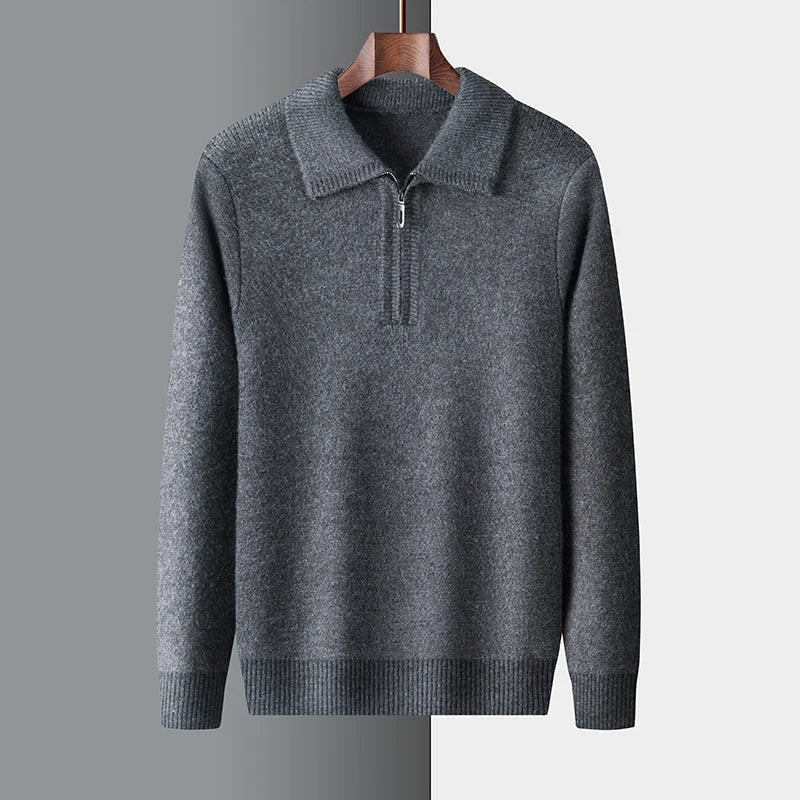 Maglione Uomo Quarter Zip Colletto Alto