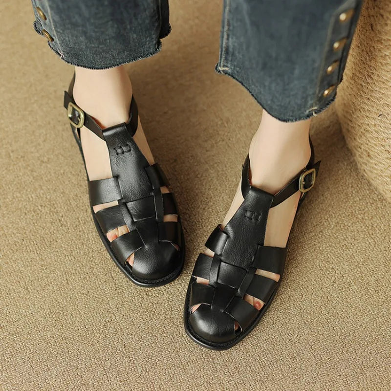 Sandali Donna in Pelle Italiana Intrecciata Artigianali Estivi