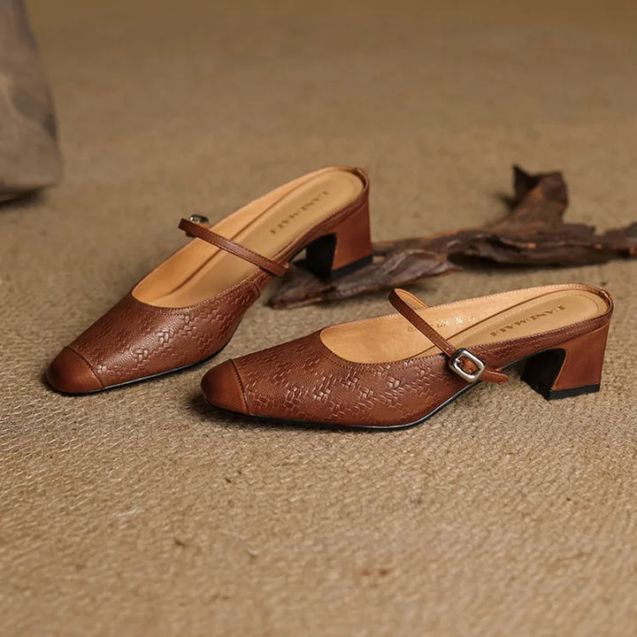 Mules donna eleganti in pelle con cinturino