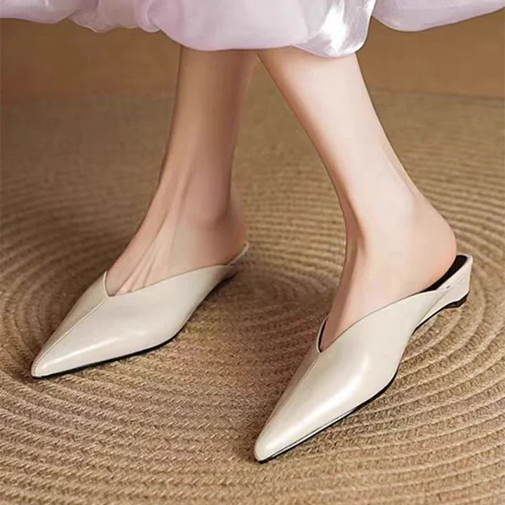 Mules donna eleganti in pelle a punta