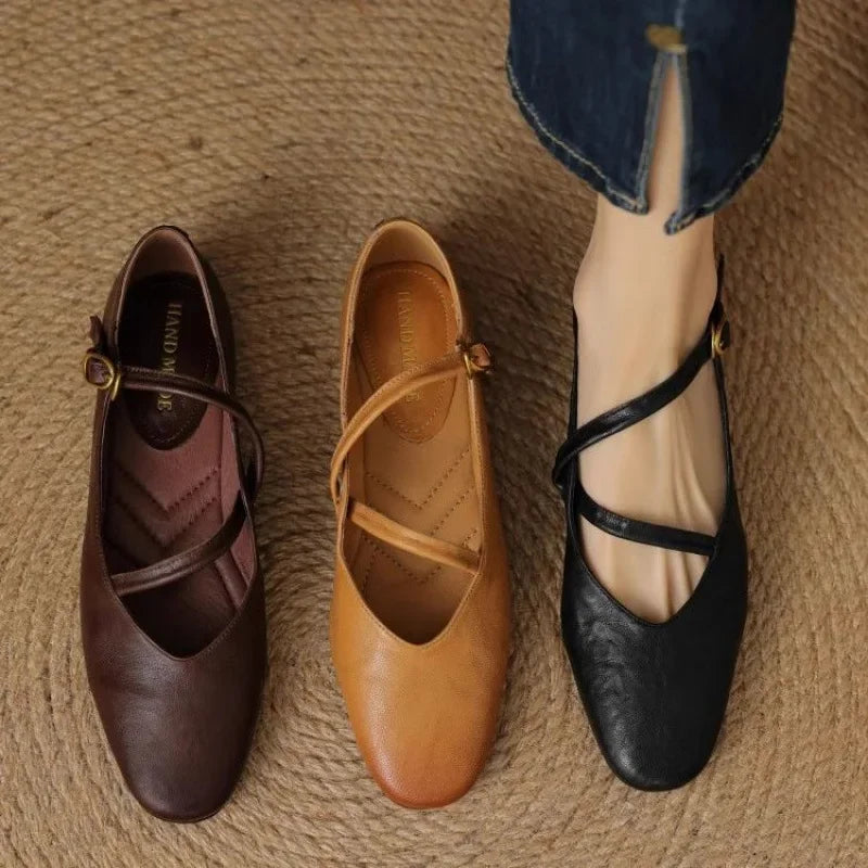 Scarpe Donna Mary Jane Pelle Cinturino Fibbia