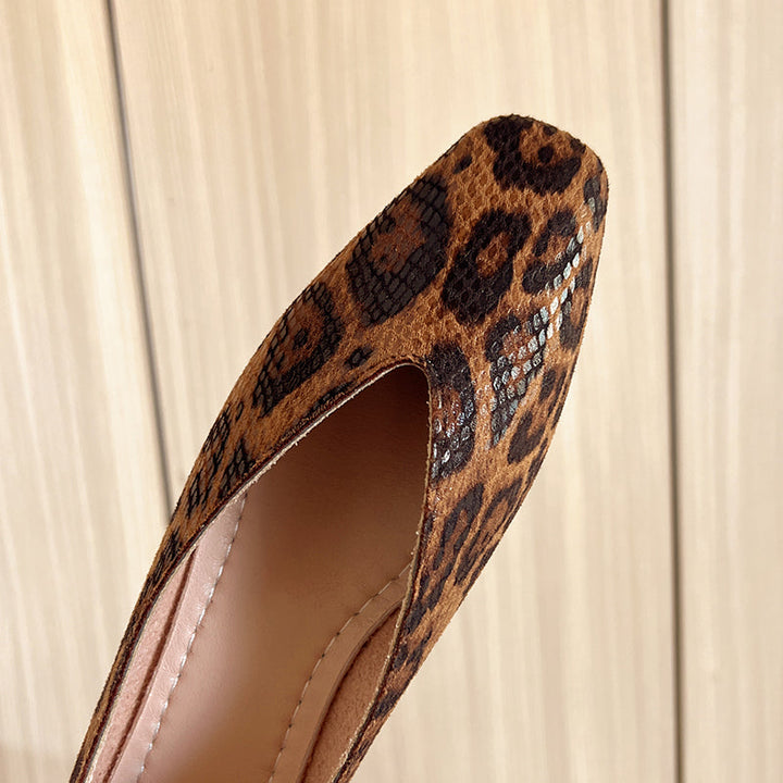 Grintose Ballerine Donna Pelle Vegana Animalier Scollo Basso