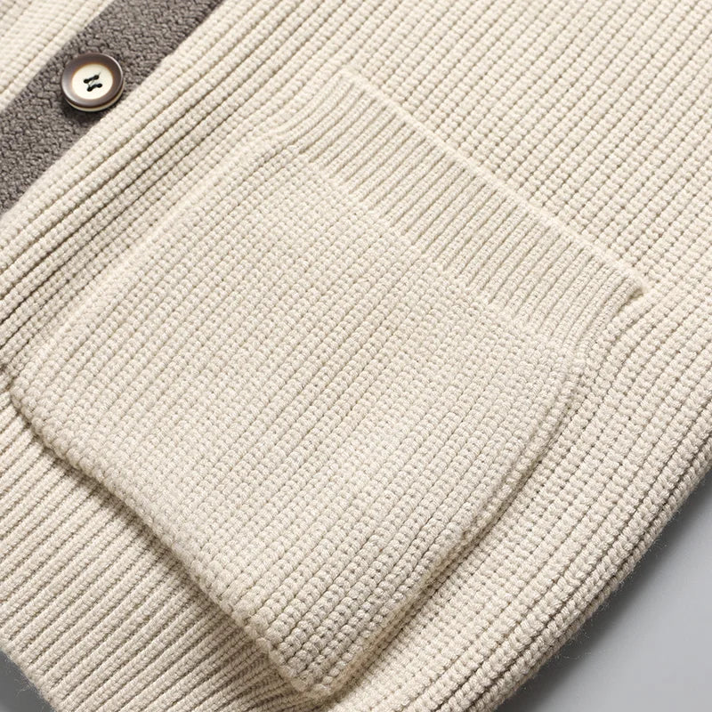 Cardigan Uomo in Maglia Fatto a Mano Bicolore