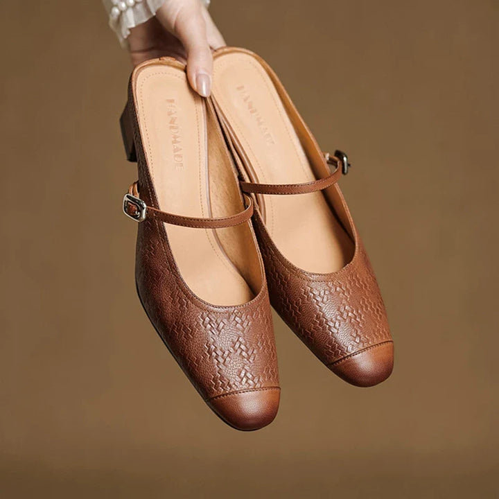 Mules donna eleganti in pelle con cinturino