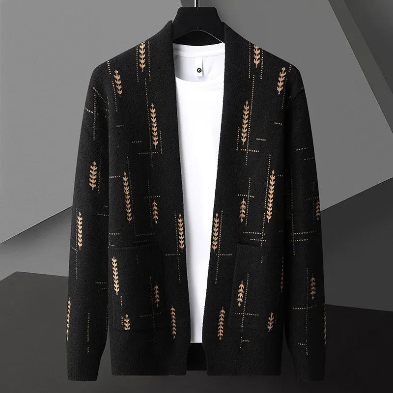 Cardigan Uomo con Stampa Heritage e Chiusura a Bottoni