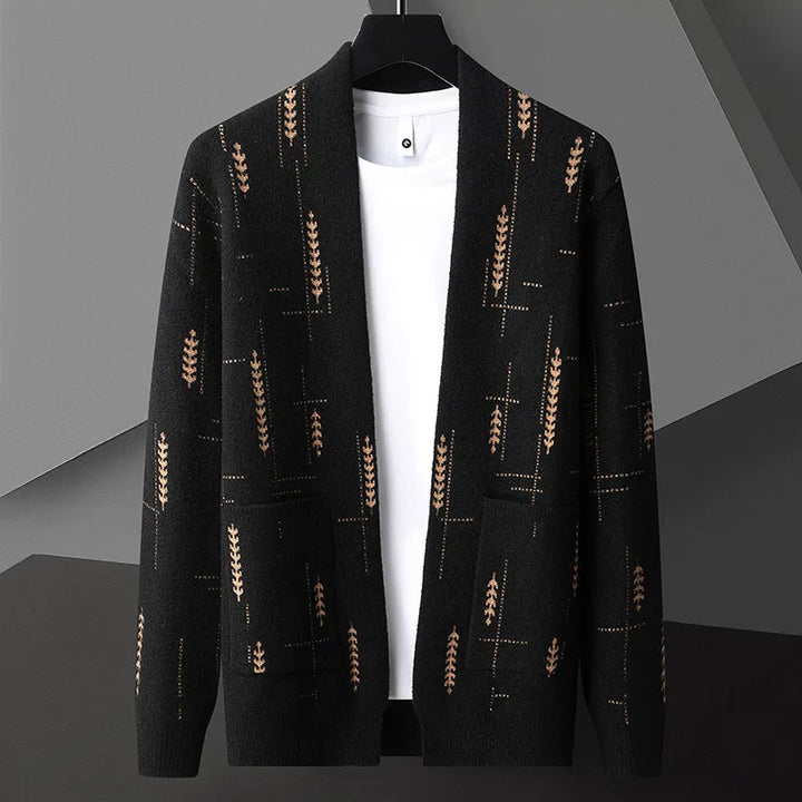 Cardigan Uomo con Stampa Heritage e Chiusura a Bottoni