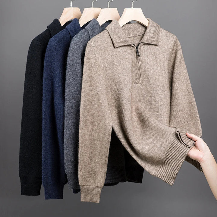 Maglione Uomo Quarter Zip Colletto Alto