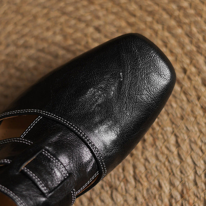 Mules donna eleganti in pelle punta quadrata