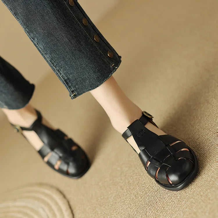 Sandali Donna in Pelle Italiana Intrecciata Artigianali Estivi