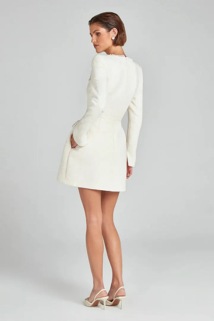 Mini blazer donna in tweed con perle