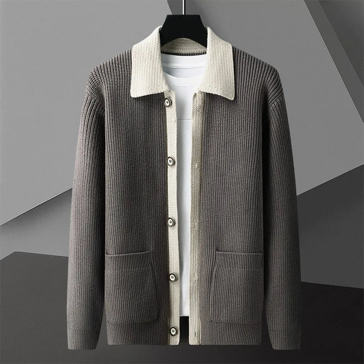 Cardigan Uomo in Maglia Fatto a Mano Bicolore