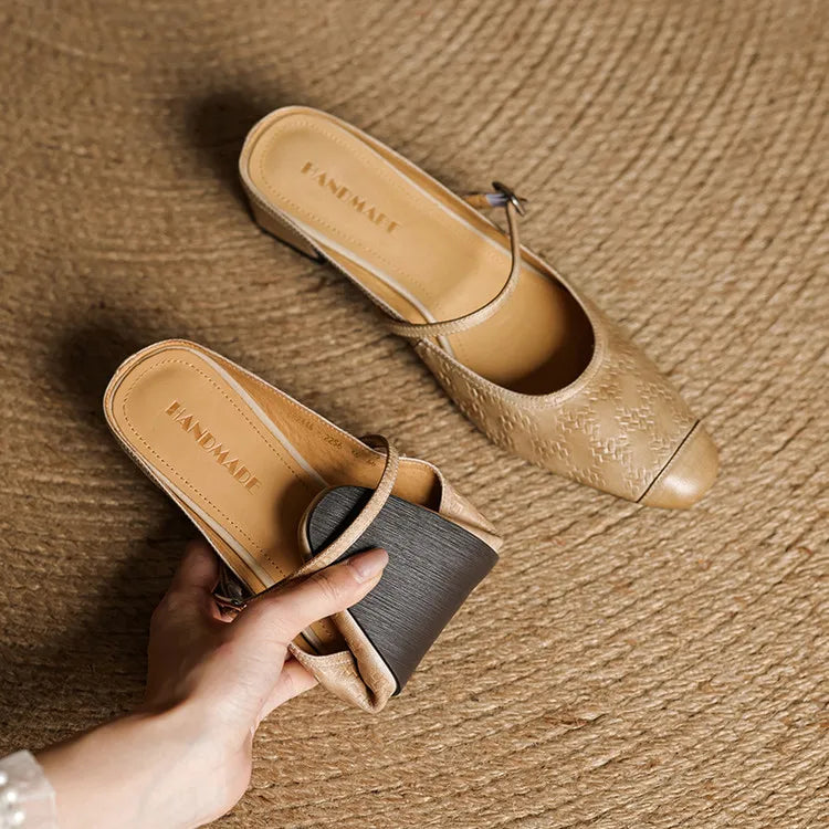Mules donna eleganti in pelle con cinturino
