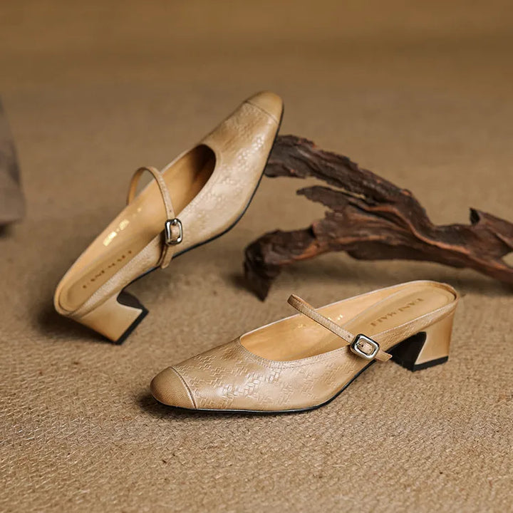 Mules donna eleganti in pelle con cinturino