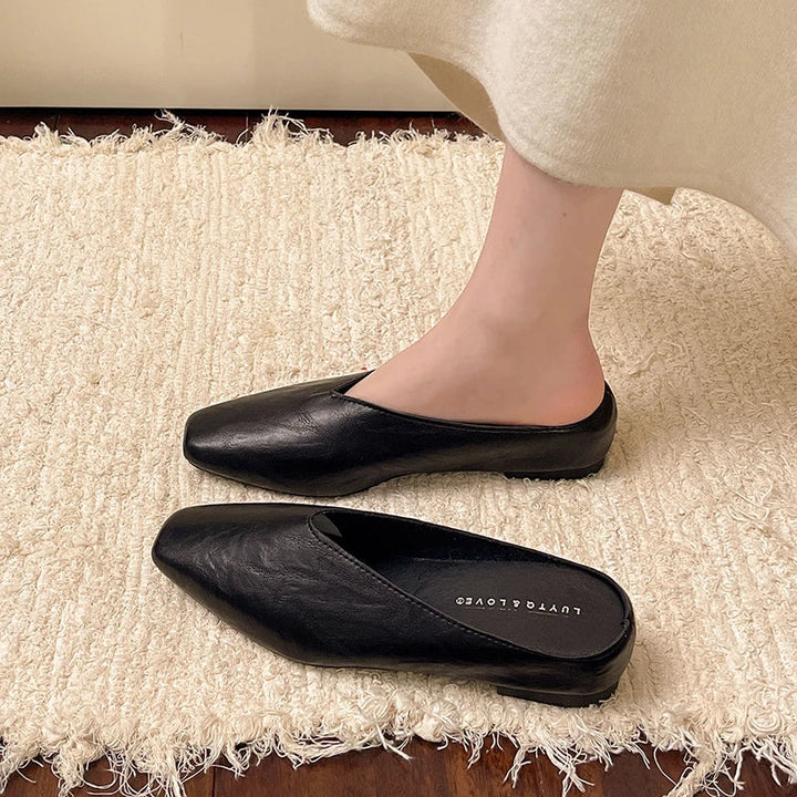 Essenziale Mules Donna Punta Quadrata Pelle Slip-On