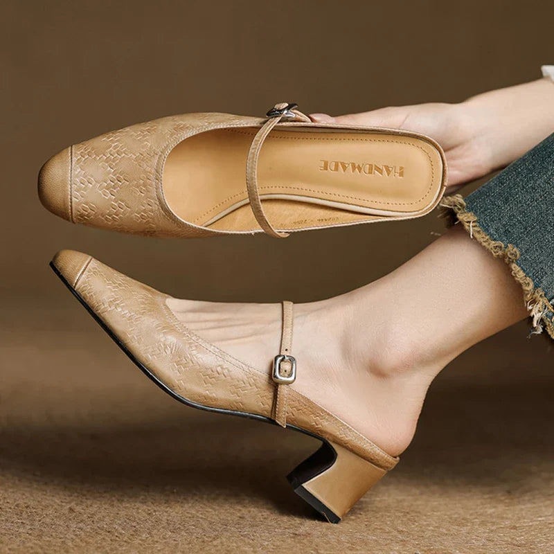 Mules donna eleganti in pelle con cinturino