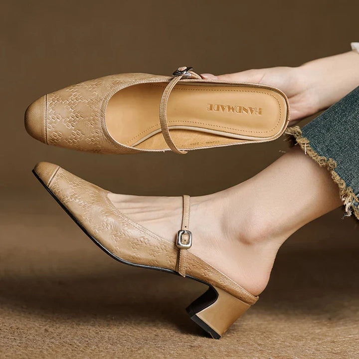 Mules donna eleganti in pelle con cinturino