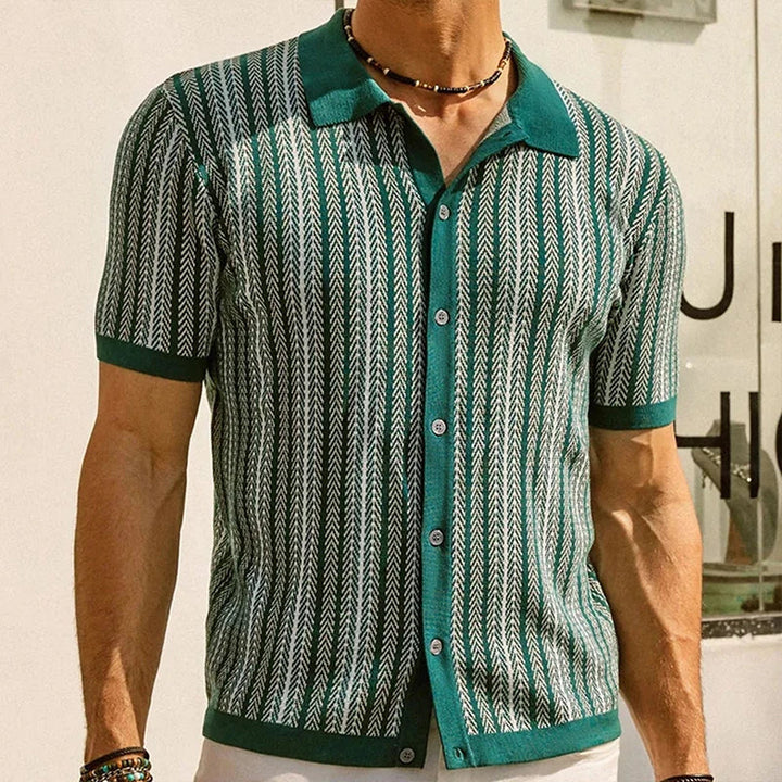 Polo uomo stampa retrò zigzag