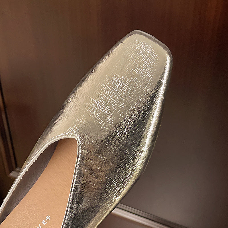Essenziale Mules Donna Punta Quadrata Pelle Slip-On