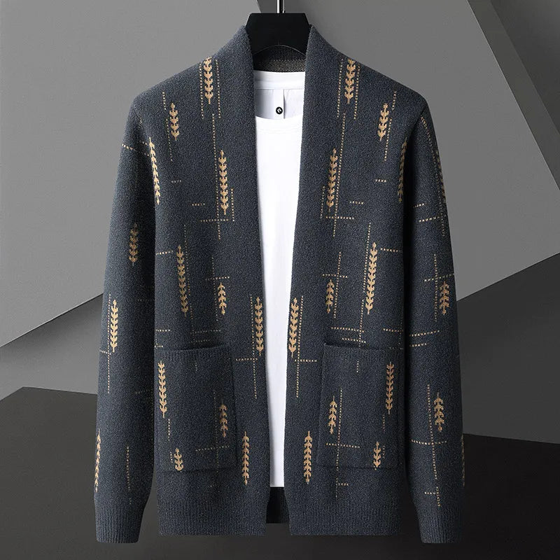 Cardigan Uomo con Stampa Heritage e Chiusura a Bottoni