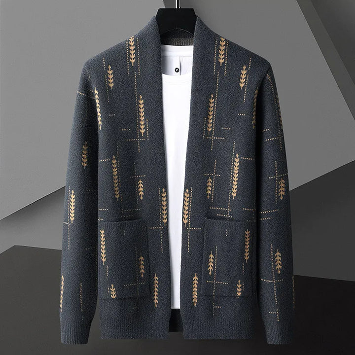 Cardigan Uomo con Stampa Heritage e Chiusura a Bottoni