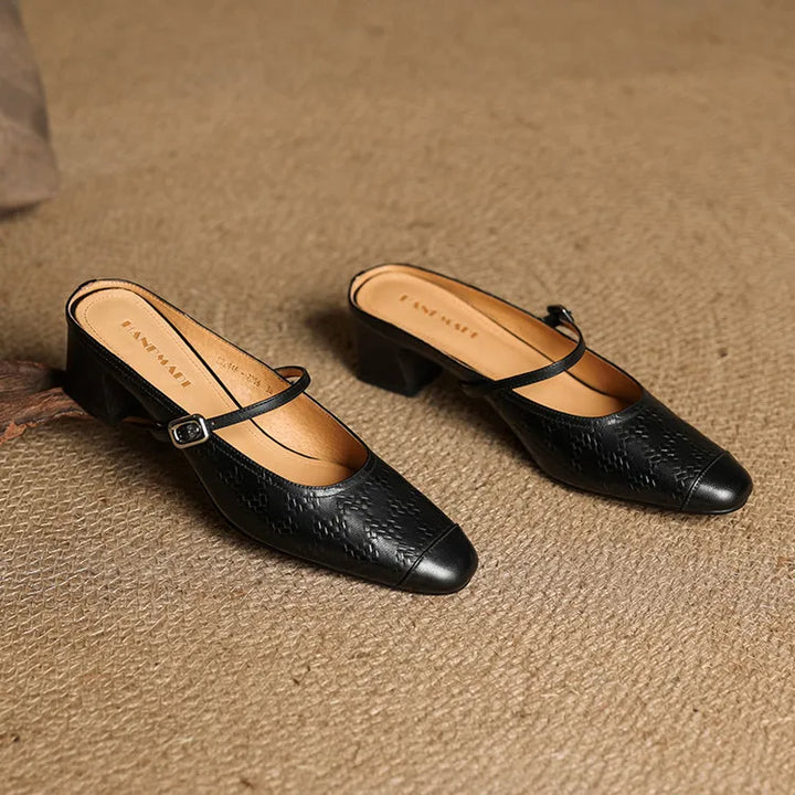 Mules donna eleganti in pelle con cinturino