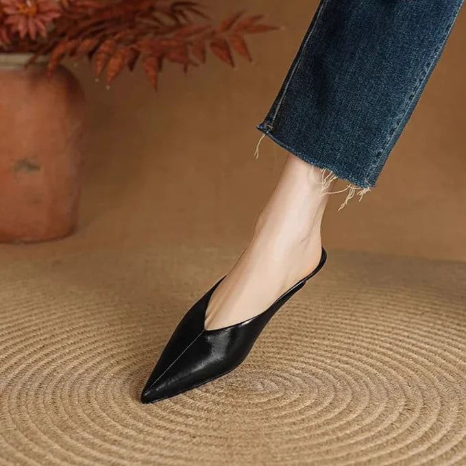 Mules donna eleganti in pelle a punta