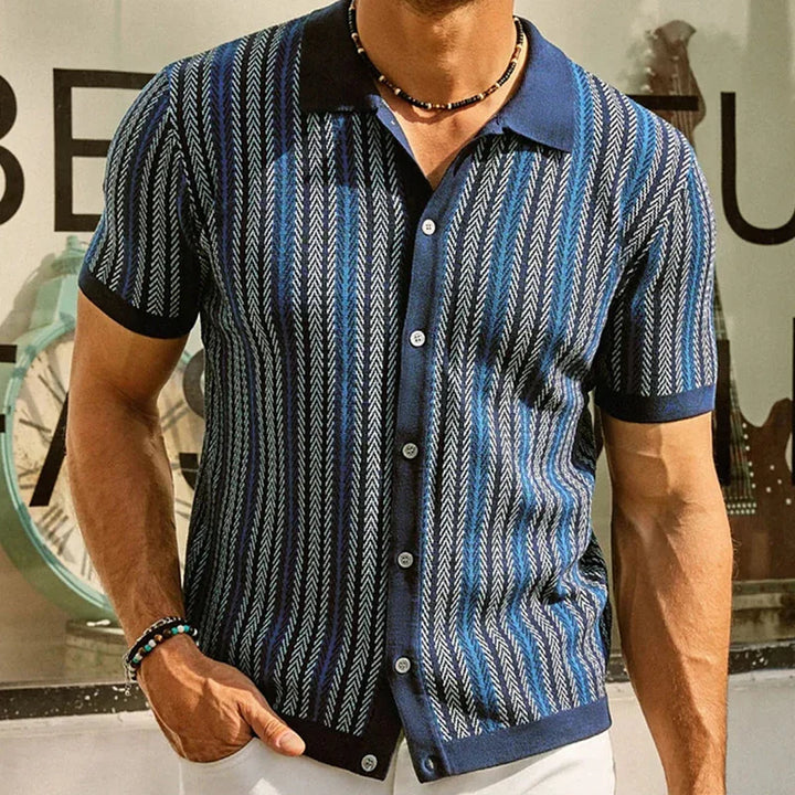 Polo uomo stampa retrò zigzag