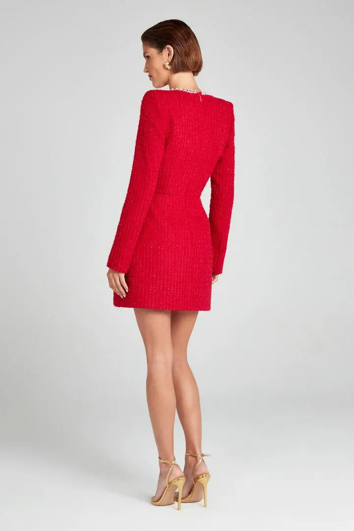 Mini blazer donna in tweed con perle