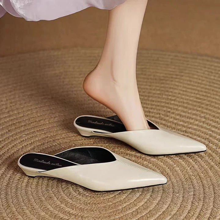 Mules donna eleganti in pelle a punta