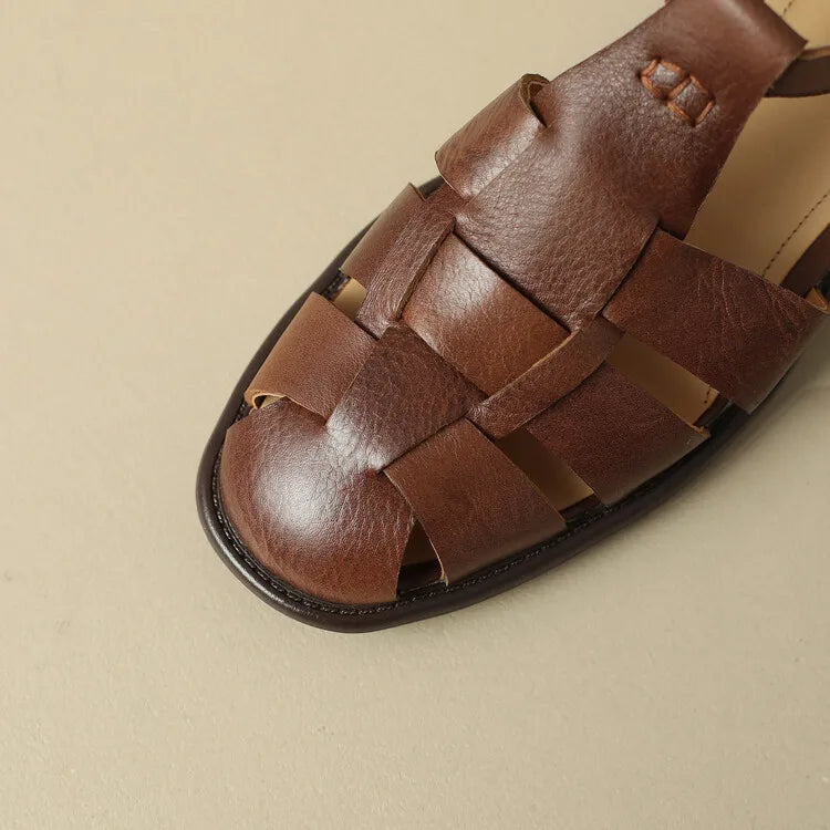 Sandali Donna in Pelle Italiana Intrecciata Artigianali Estivi