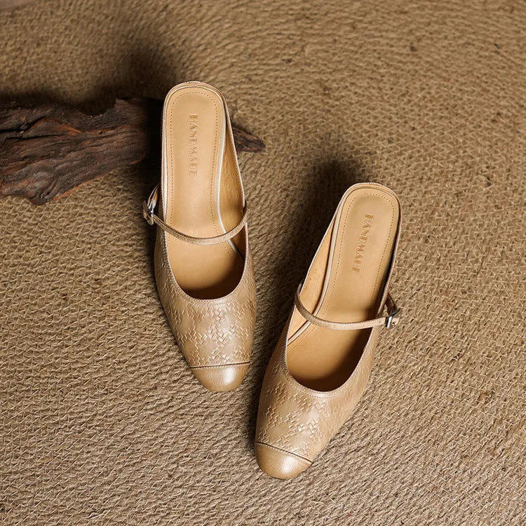 Mules donna eleganti in pelle con cinturino